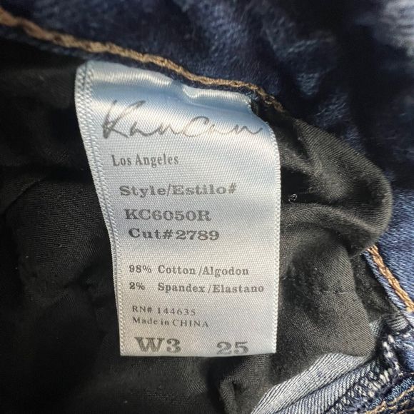 KanCan Womens Dark Wash Low Rise Distressed Raw Hem Skinny Jeans 25‎ - Picture 8 of 8